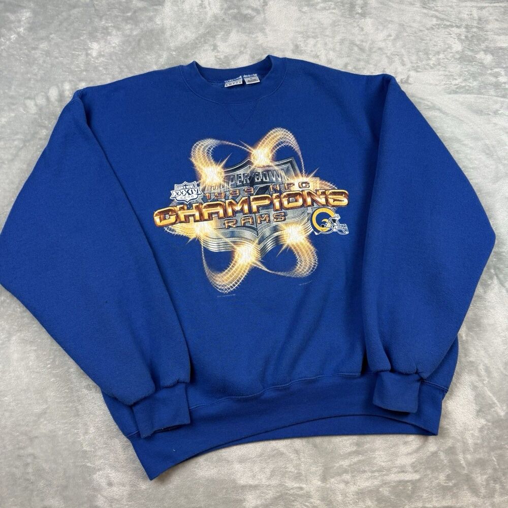 Vintage 1999 St Louis Rams NFC Champions Super Bowl XXXIV Crewneck Sweatshirt XL